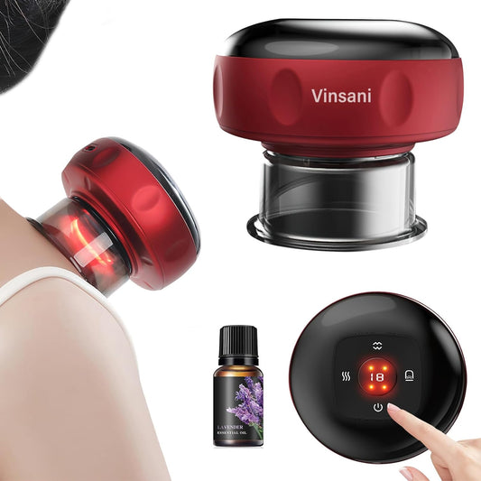 Electric Cupping Therapy Set, Cupping Device with 12 Levels Heating & Massage, Smart Cupping Massager for Reduce Fatigue & Pain, Portable & USB Rechargeable, with Lavender Essential Oil